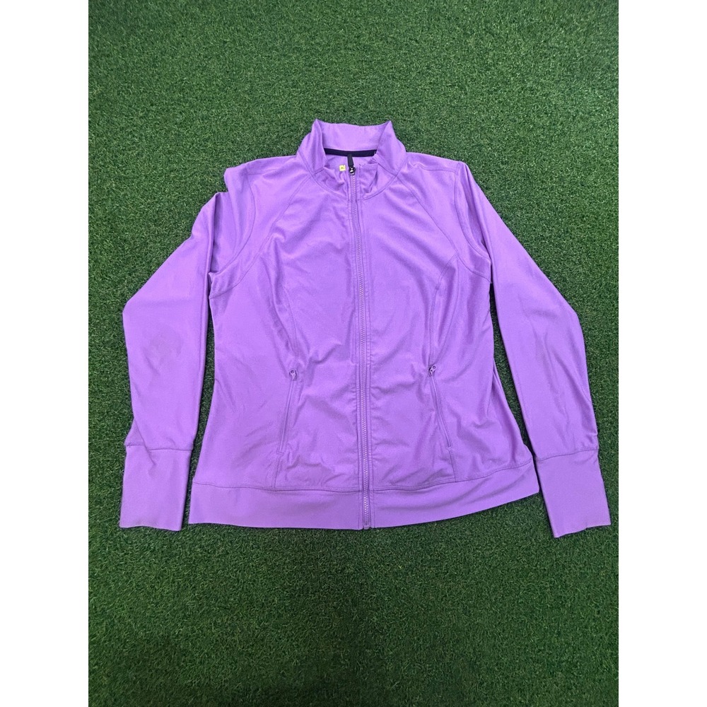 Xersion Womens Purple Full Zip Active Jacket Thumbhole Cuffs XL